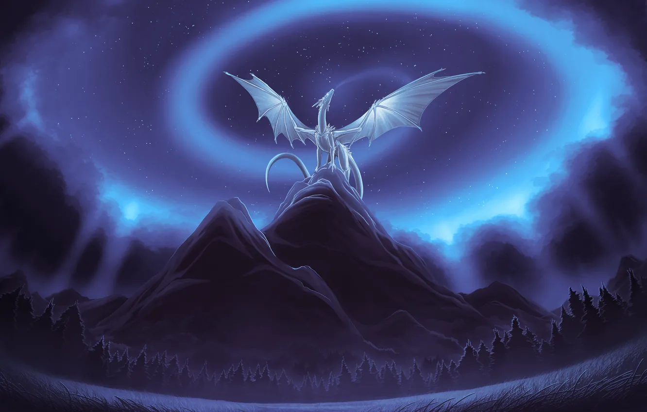 Photo wallpaper winter, dragon, breath, North