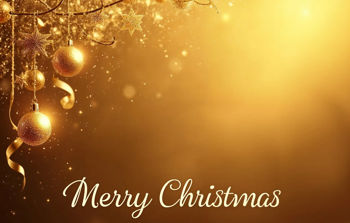 Photo wallpaper decoration, background, balls, new year, Christmas, golden, Christmas, balls