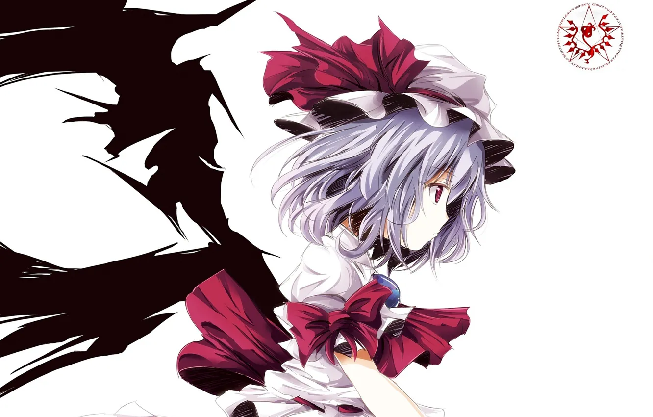 Photo wallpaper red eyes, vampire, Remilia Scarlet, project East, bat wings, touhou project, by Gohah