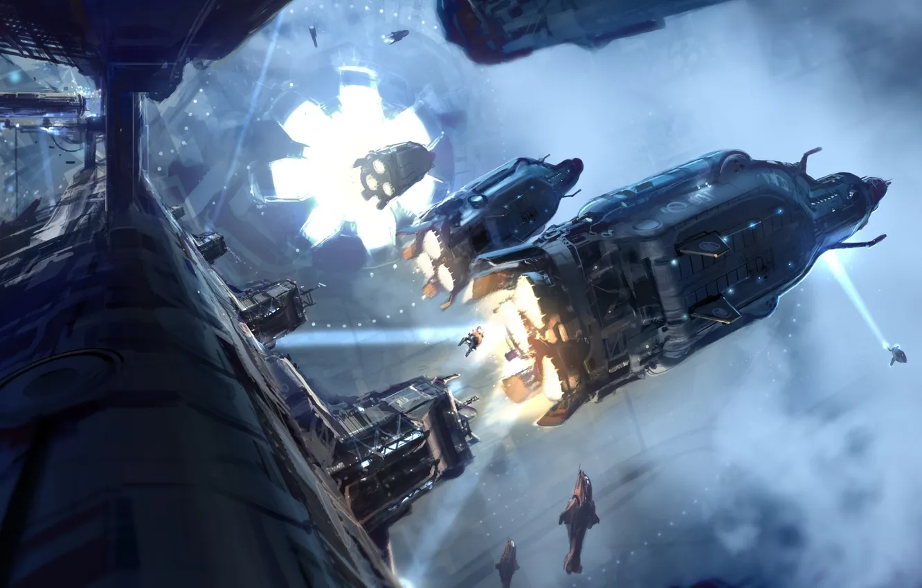 Photo wallpaper lights, transport, ship, station, art, base, Luke