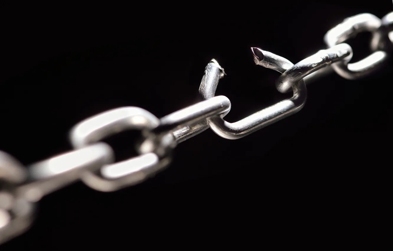 Photo wallpaper metal, chain, broken link