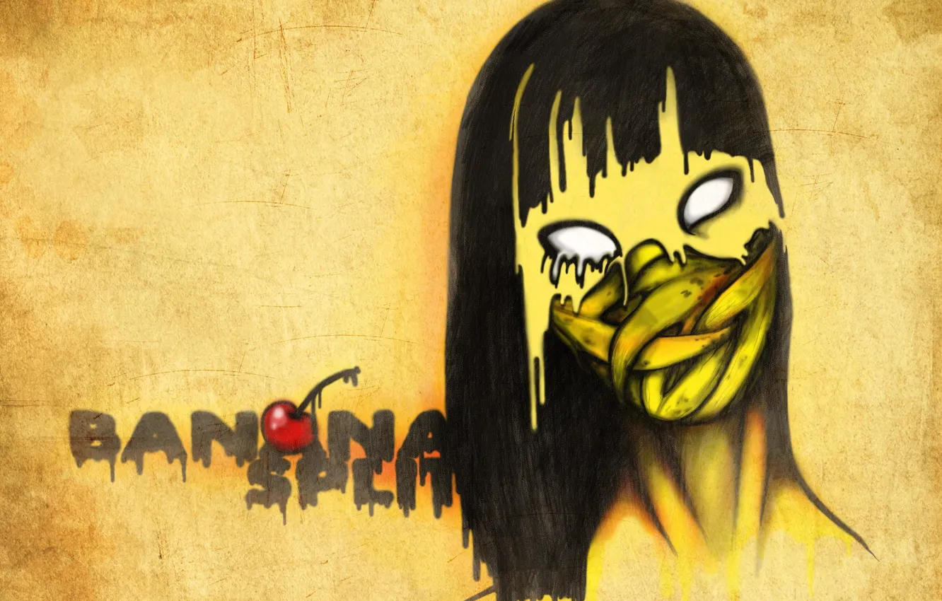 Photo wallpaper zombie, dessert, yellow, cherry, bananasplit