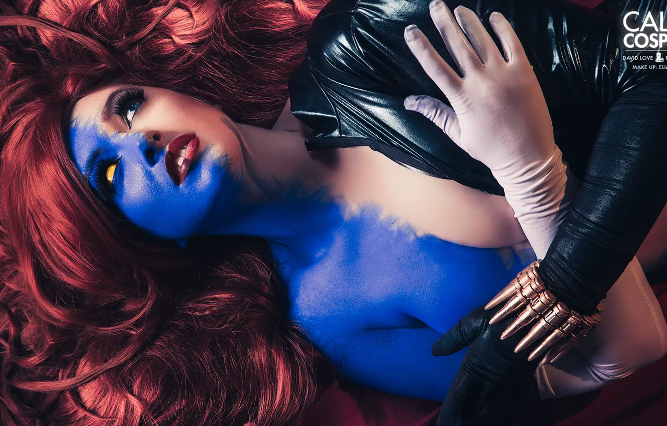 Photo wallpaper girl, costume, Mystic, blue skin, Cosplay