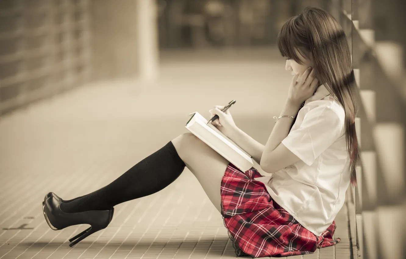 Photo wallpaper girl, pose, Asian