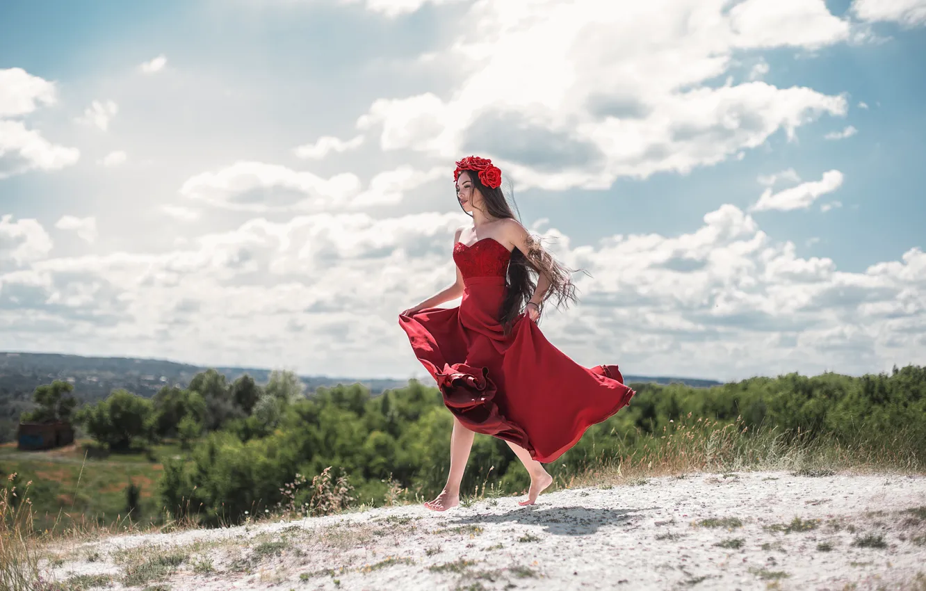 Photo wallpaper girl, the wind, hair, dress, Maxim Tumanov