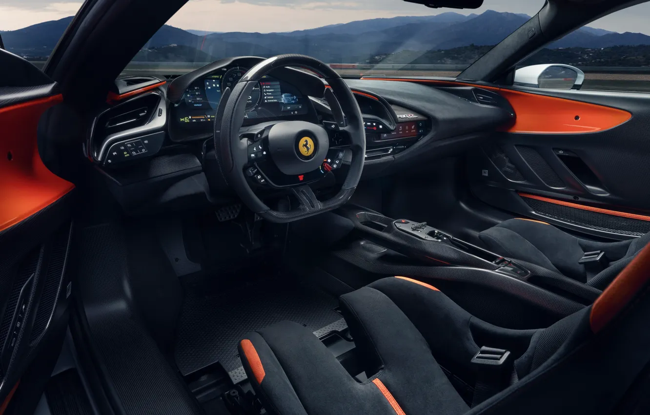 Photo wallpaper Ferrari, steering wheel, torpedo, SF90, Ferrari SF90 Stradale