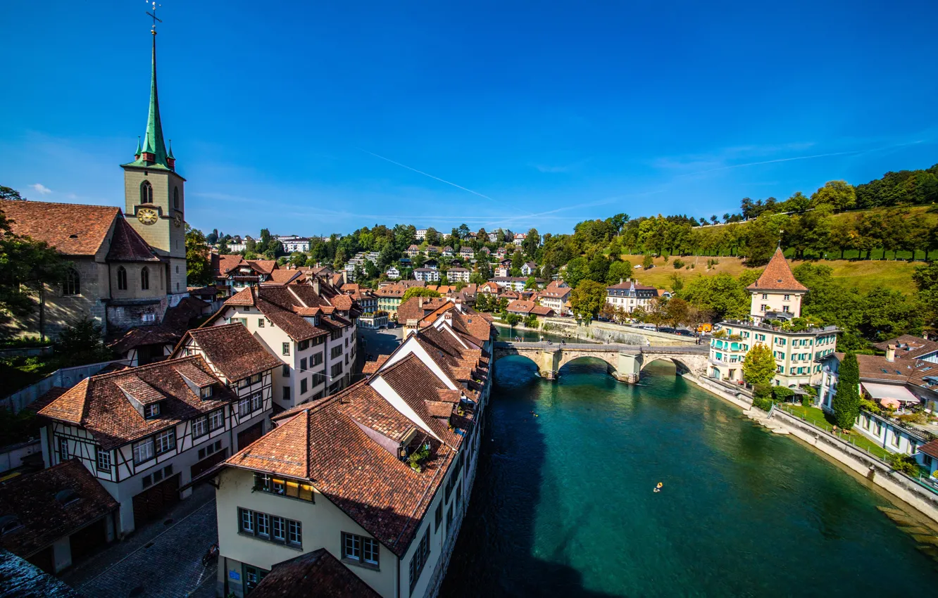 Photo wallpaper bridge, river, Switzerland, Bern