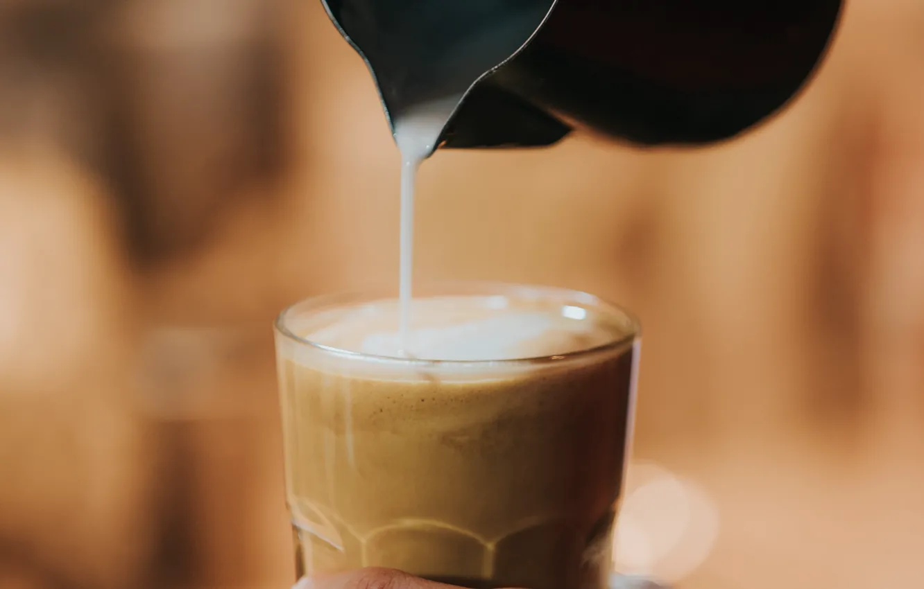 Photo wallpaper glass, coffee, milk