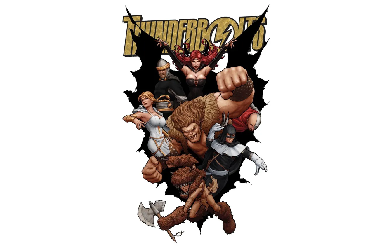Photo wallpaper comic, Satan, Troll, Marvel Comics, Boomerang, Thunderbolts, Mr. Hyde, Moonstone