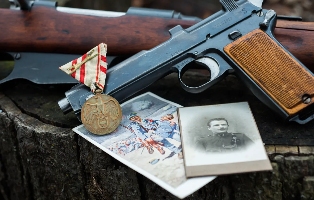 Photo wallpaper gun, photo, medal, rifle, 1915, Steyr M95, Astro-Hungarian