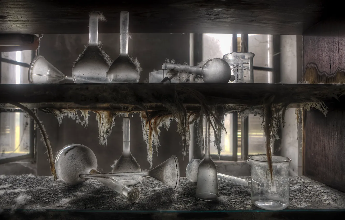 Photo wallpaper Bank, laboratory, shelves