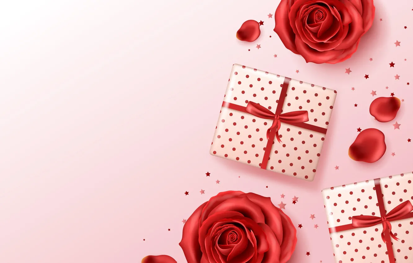 Photo wallpaper love, flowers, romance, roses, gifts, red, love, happy