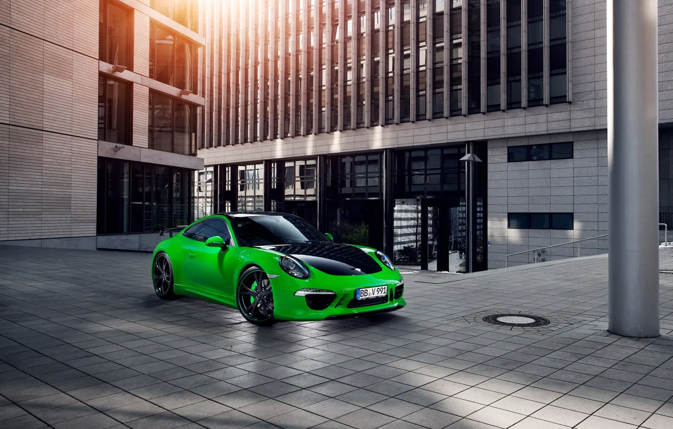 Photo wallpaper tuning, green, Porsche, techart, porsche 911 carrera 4s