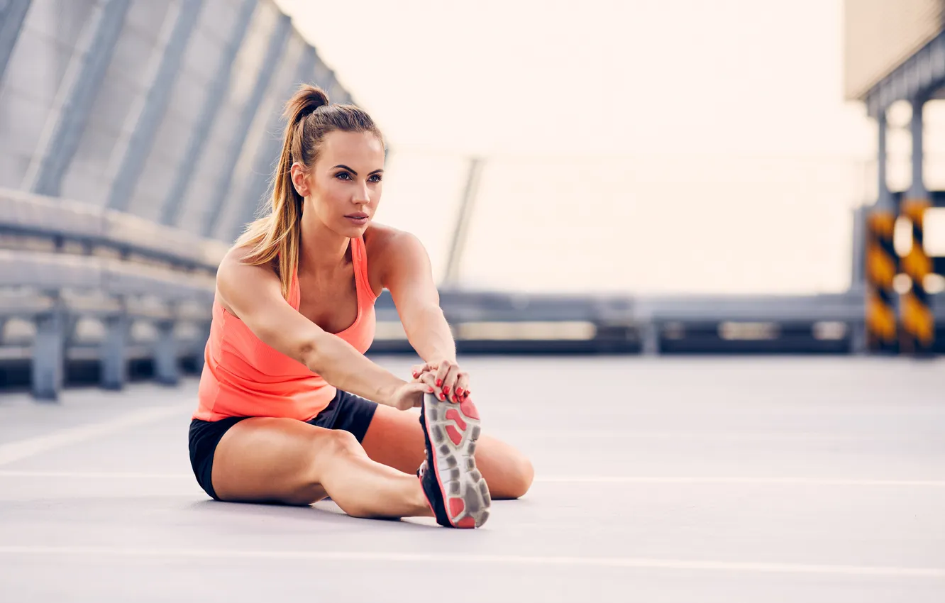 Photo wallpaper girl, exercise, sports, fitness