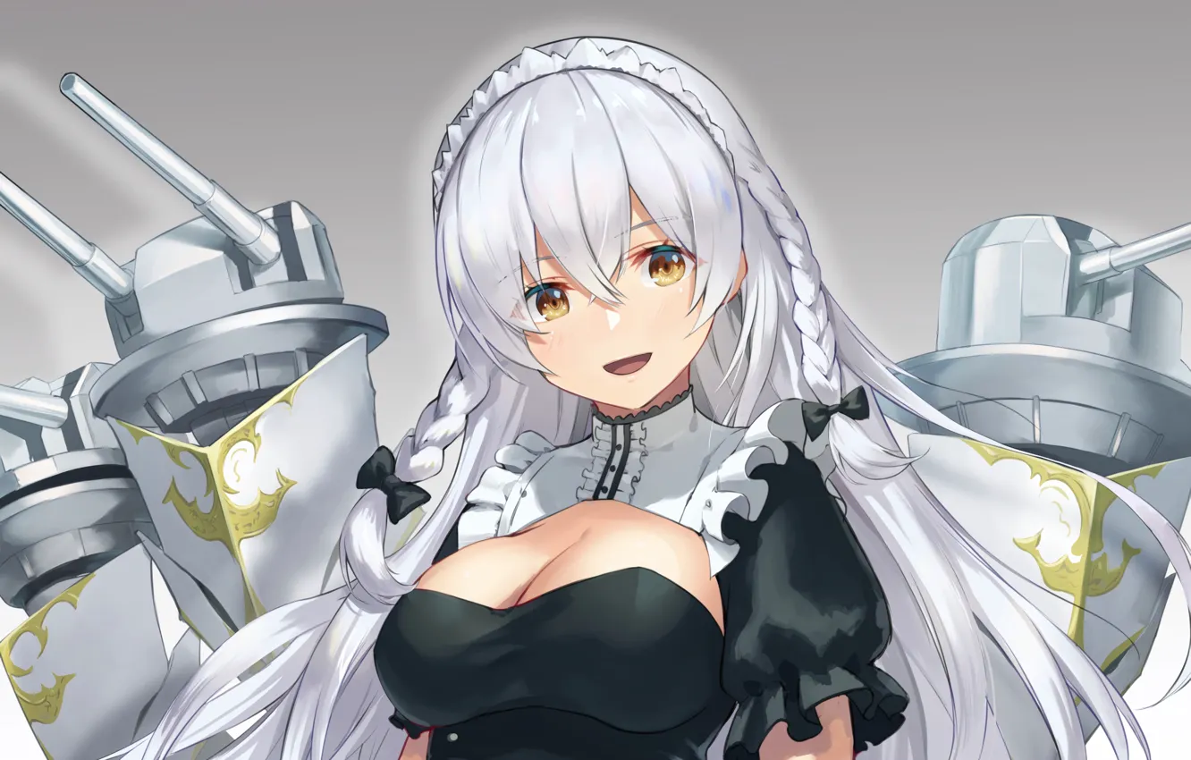 Photo wallpaper girl, sexy, cleavage, long hair, dress, boobs, anime, beautiful