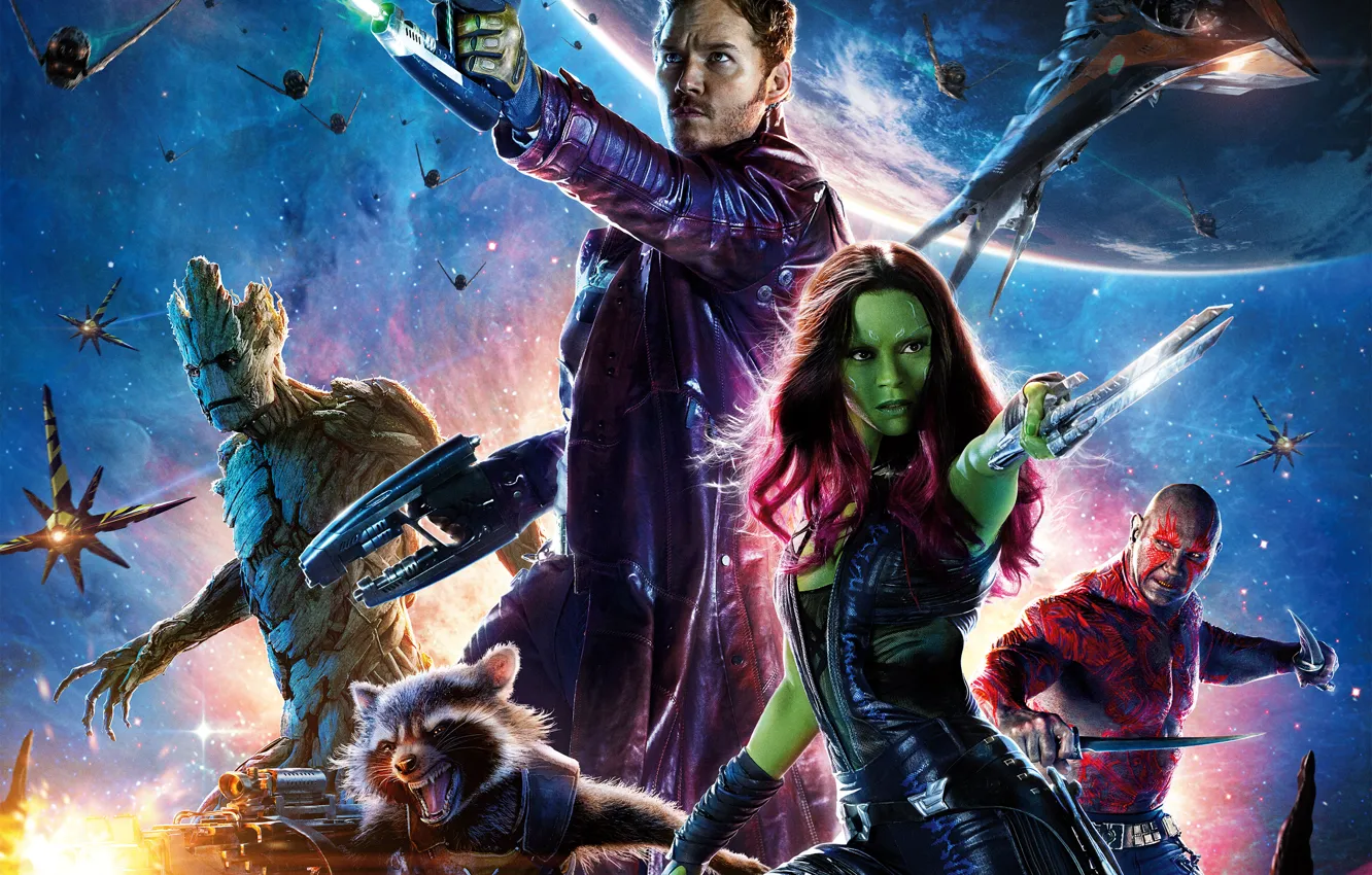 Photo wallpaper green, space, girl, sword, Heroes, sky, Galaxy, Laser