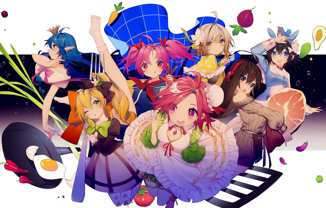 Photo wallpaper dress, anime, food, asian, manga, japanese, bishojo, seifuku
