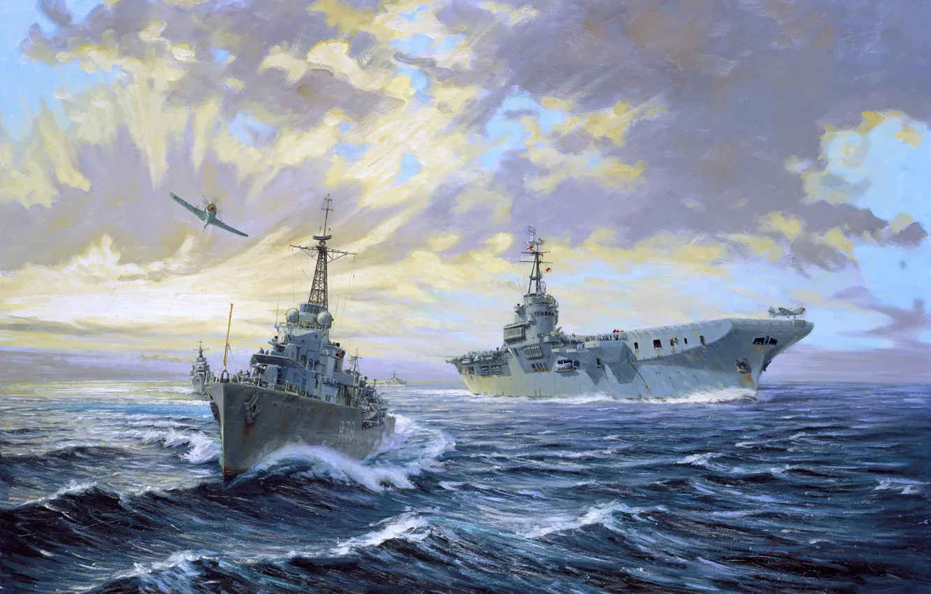 Photo wallpaper sea, ship, the plane, The second World war, John Horton, after world war 2, The …