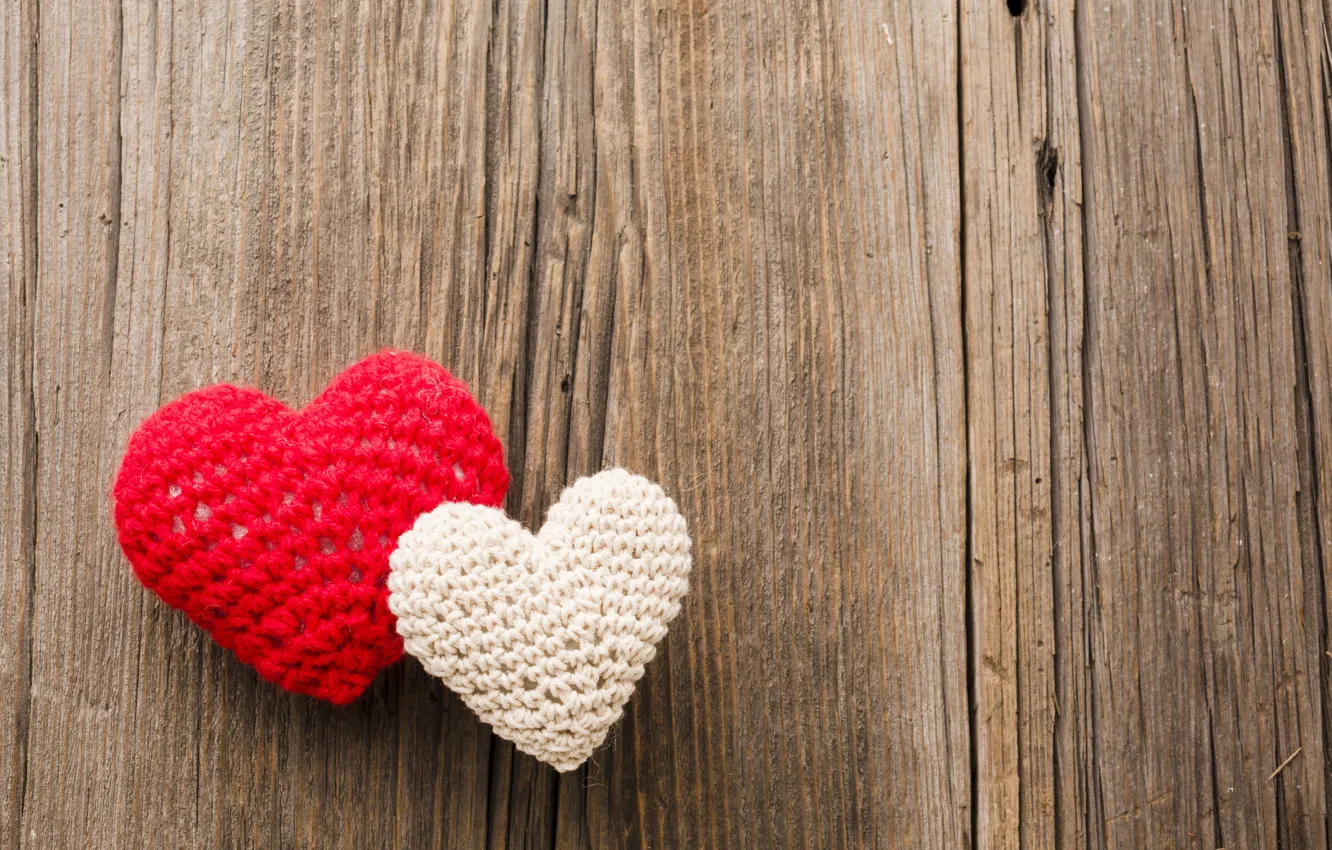 Photo wallpaper Valentine's day, sewing, red, thread, wooden background, hearts, love, Board