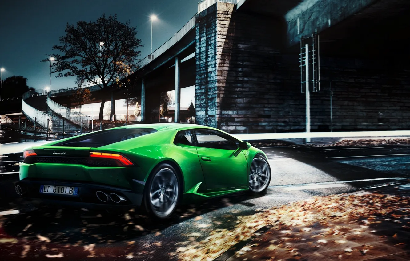 Photo wallpaper Lamborghini, Green, Lamborghini, Green, Huracan, Huracan, LP610-4