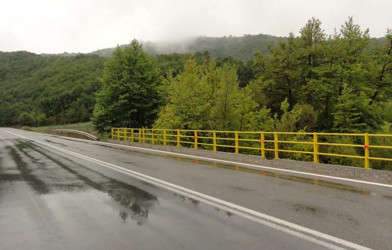 Photo wallpaper rain, bridge, Grevena