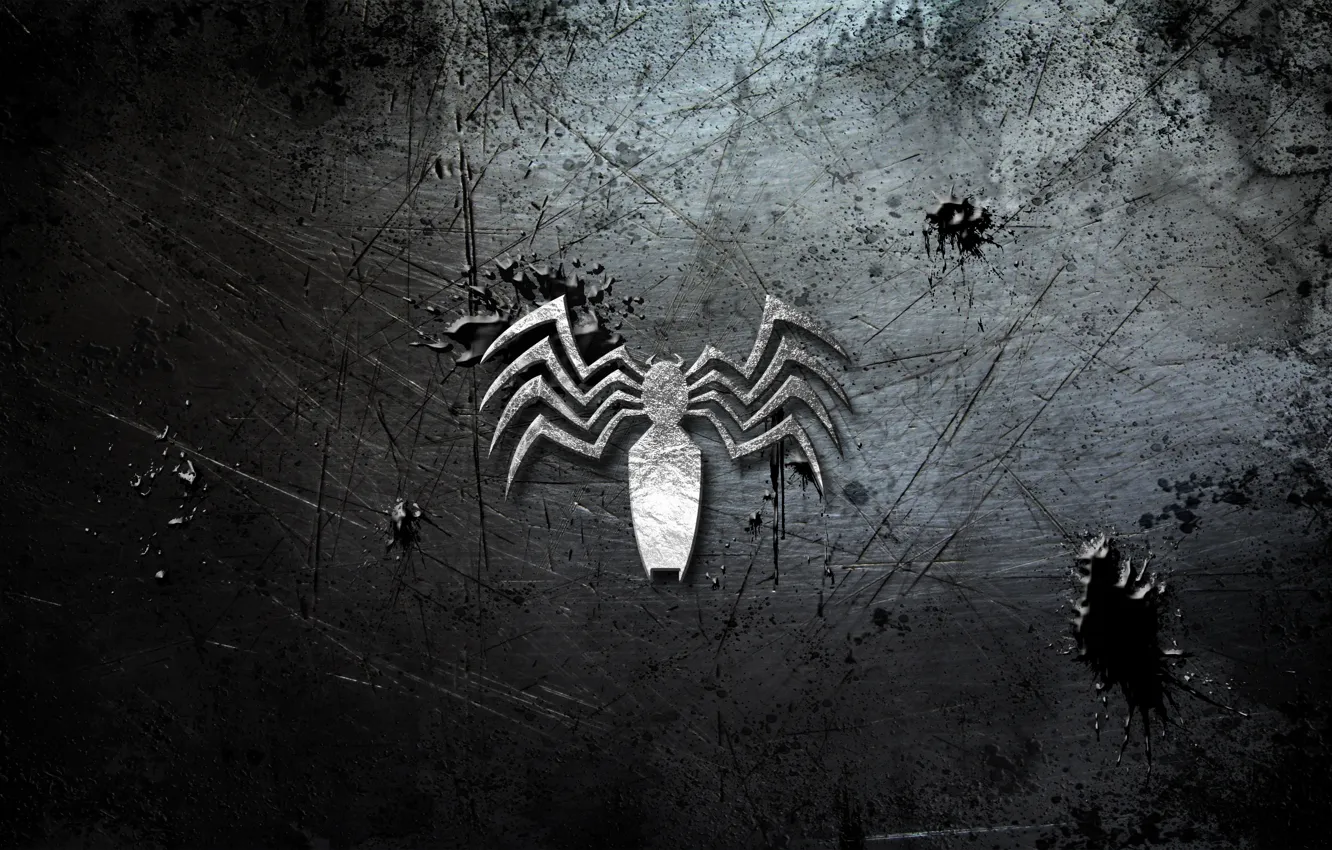 Photo wallpaper metal, logo, white, venom