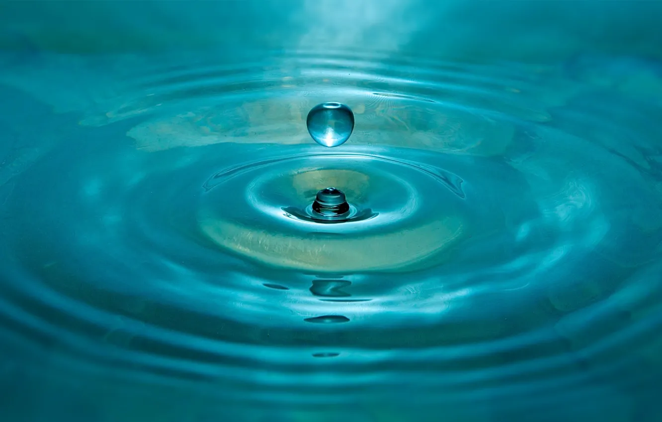 Photo wallpaper water, drops, circles