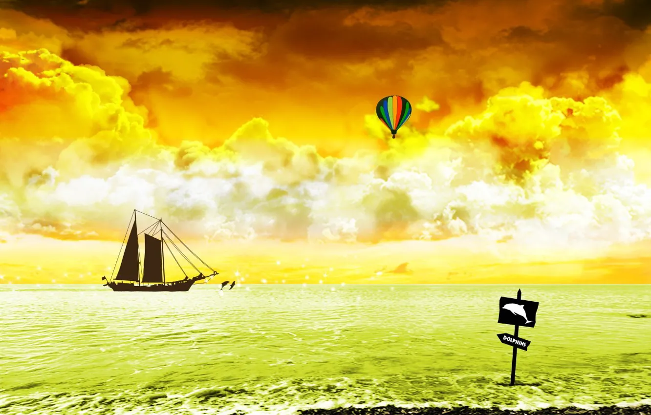 Photo wallpaper sea, balls, vector, yacht