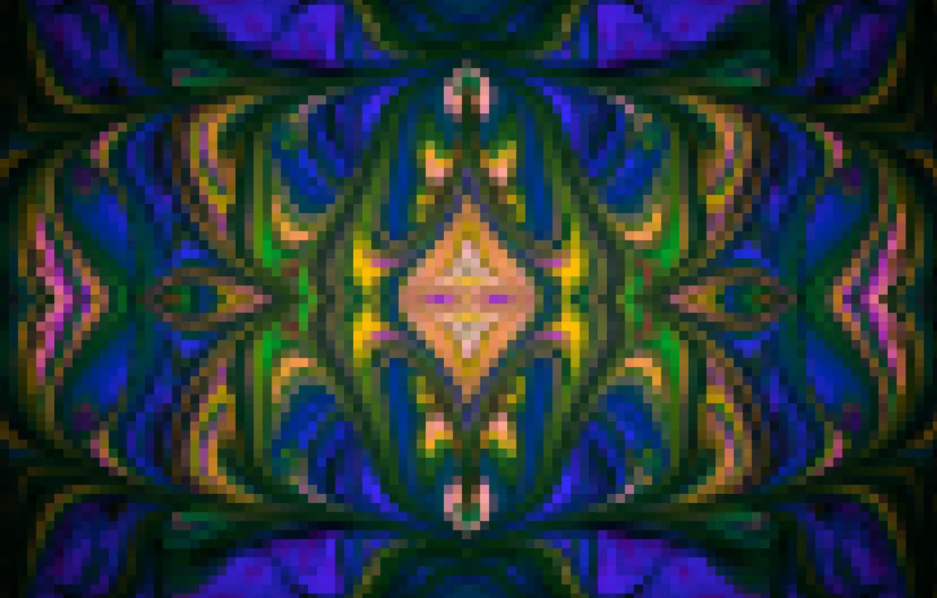 Photo wallpaper colored, pixels, symmetry, saver