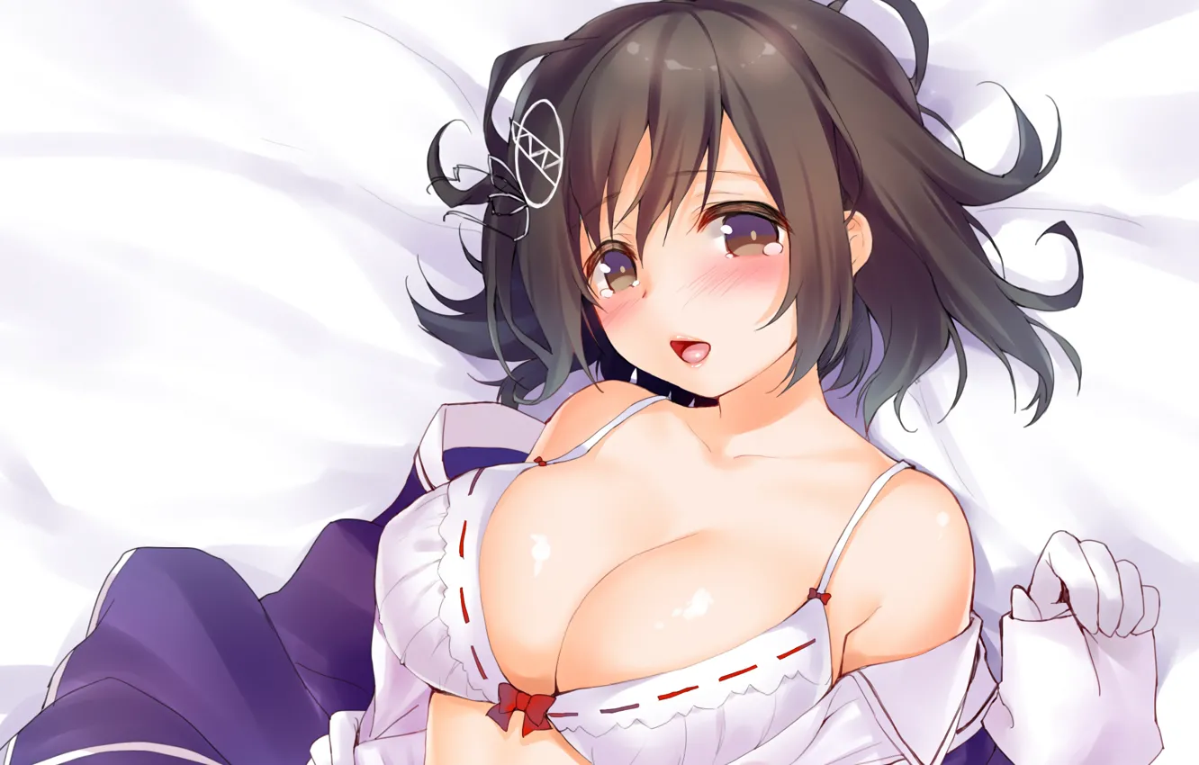 Photo wallpaper girl, sexy, lingerie, bra, cleavage, boobs, anime, beautiful