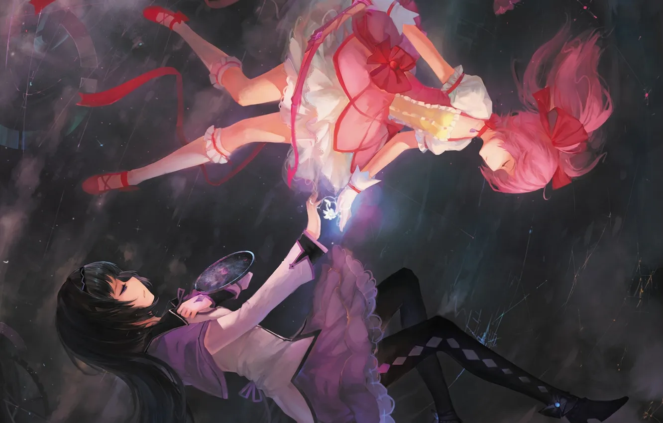 Photo wallpaper girl, magic, anime, drop, art, tape, mahou shoujo madoka magica, homura akemi