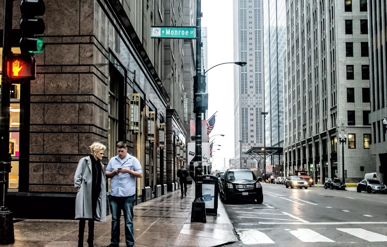 Photo wallpaper the city, movement, street, skyscrapers, Chicago, Illinois