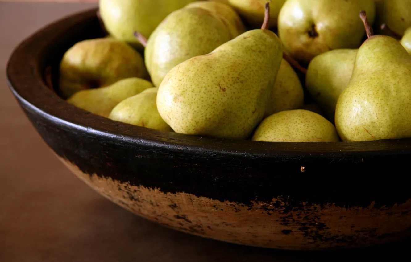 Photo wallpaper plate, bowl, fruit, pear