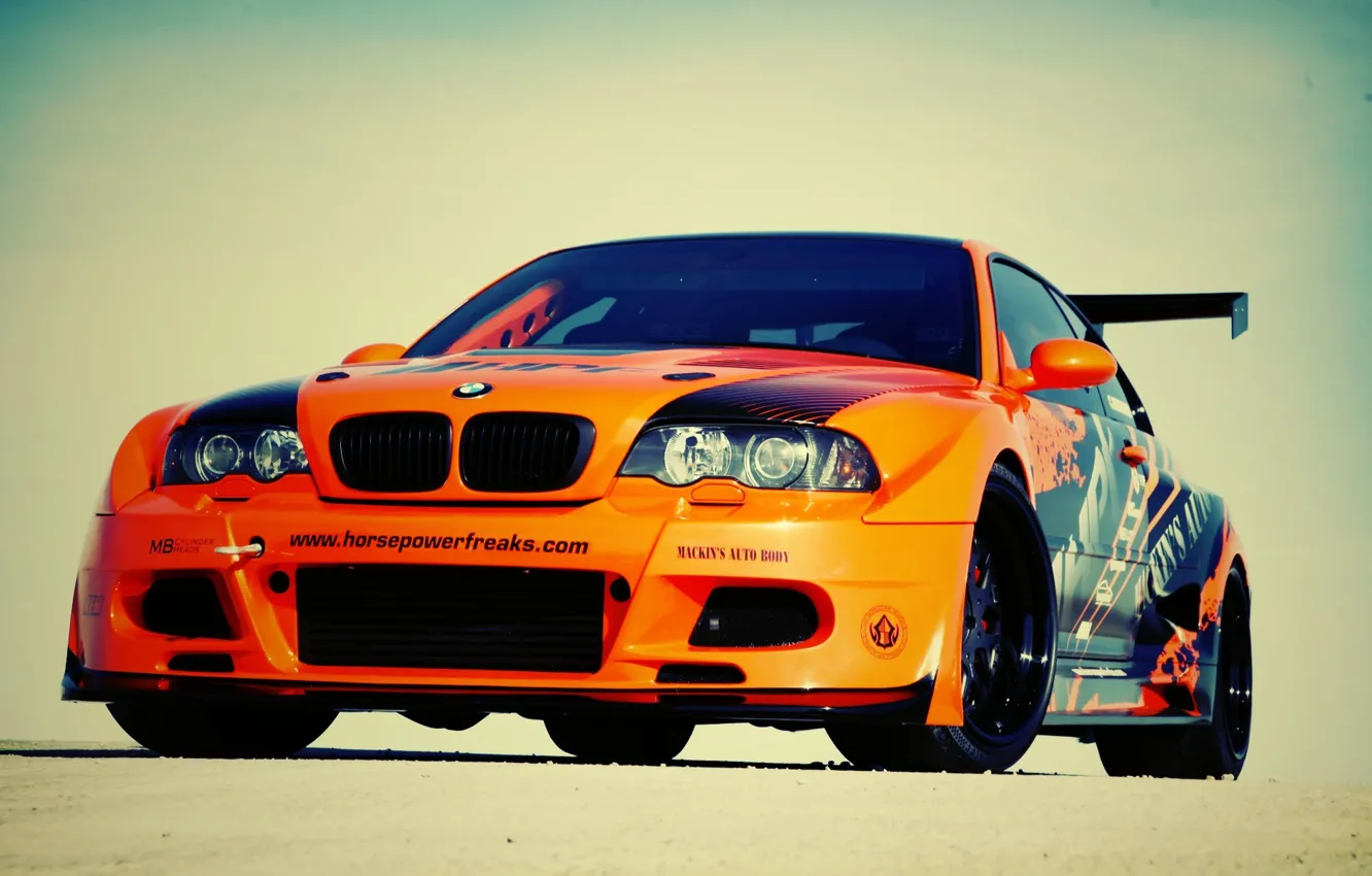 Photo wallpaper car, machine, auto, bmw, BMW, orange, e46