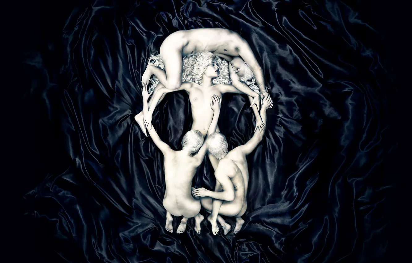 Photo wallpaper girl, skull, guy