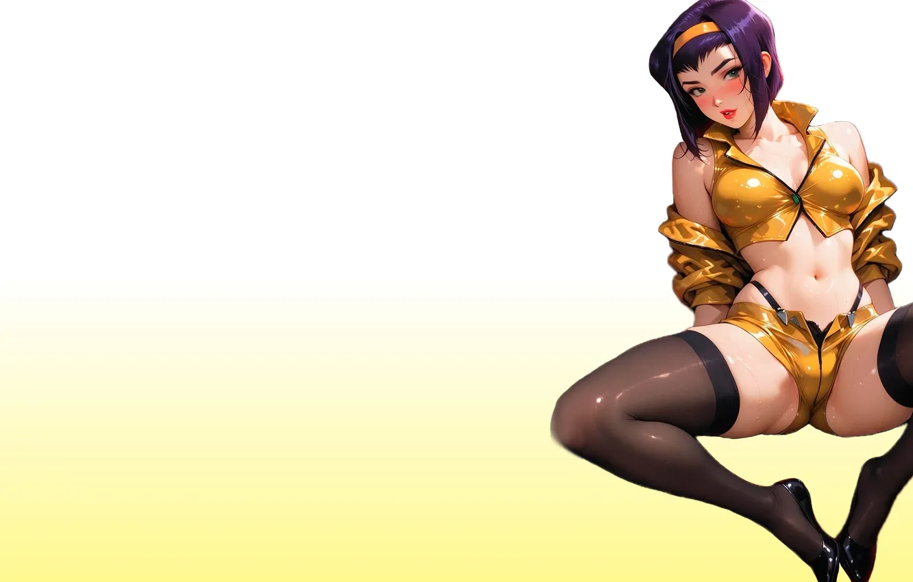 Photo wallpaper girl, hot, sexy, Spread, Faye, yellow, anime, stockings