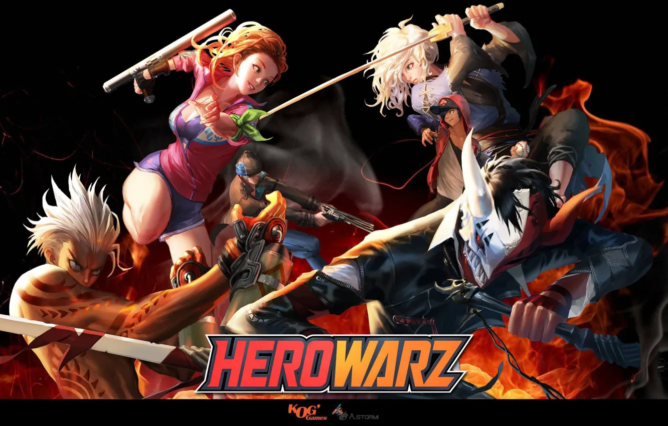 Photo wallpaper girl, the game, art, guy, characters, Hero Warz