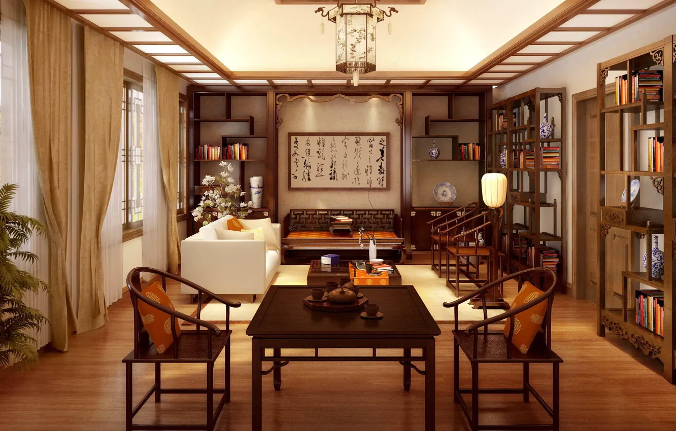 Wallpaper design, style, room, interior, living room, Japanese style