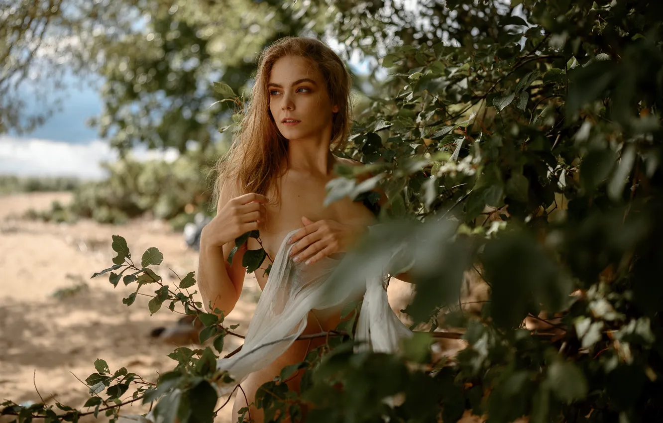 Photo wallpaper look, girl, foliage, beauty, Rus, incredible, George Chernyadev, Georgy Chernyadyev