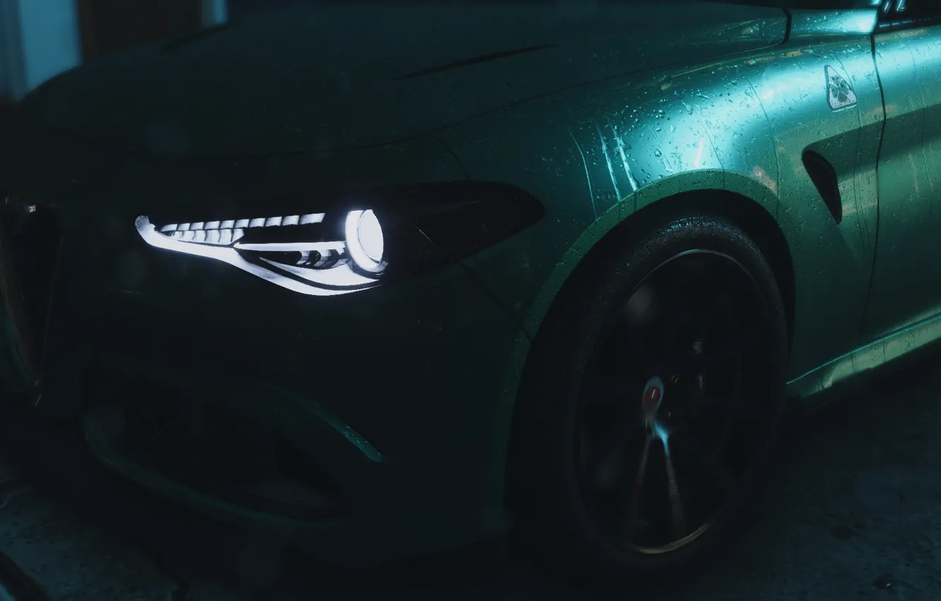 Photo wallpaper tuning, rain, alfa romeo giulia, rain, Need For Speed Unbound, Alfa Romeo Giulia Quadrifoglio, Alfa …