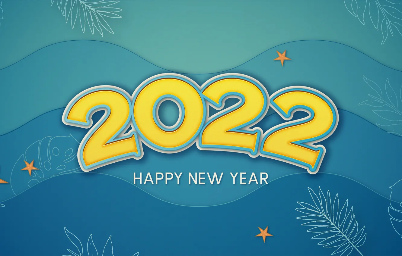 Photo wallpaper wave, vector, figures, New year, 2022