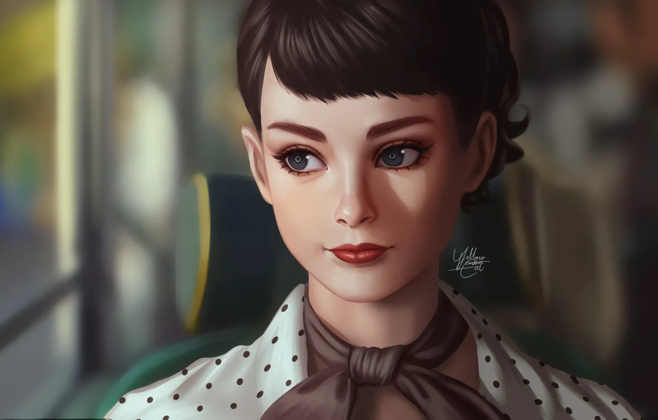 Photo wallpaper look, girl, Audrey Hepburn, Audrey Hepburn, Lemon Cat