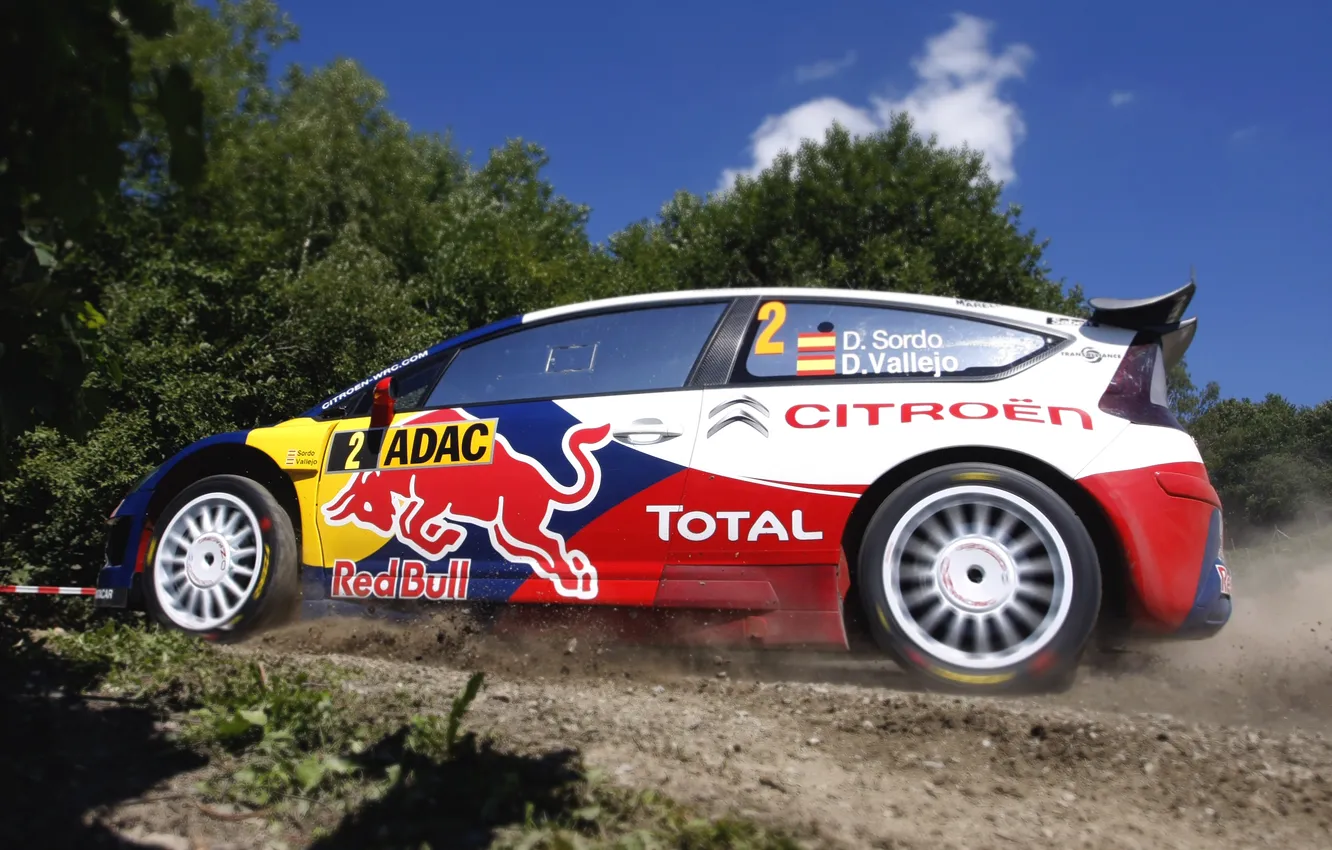 Photo wallpaper machine, auto, race, sport, day, Citroen, side view, Red Bull