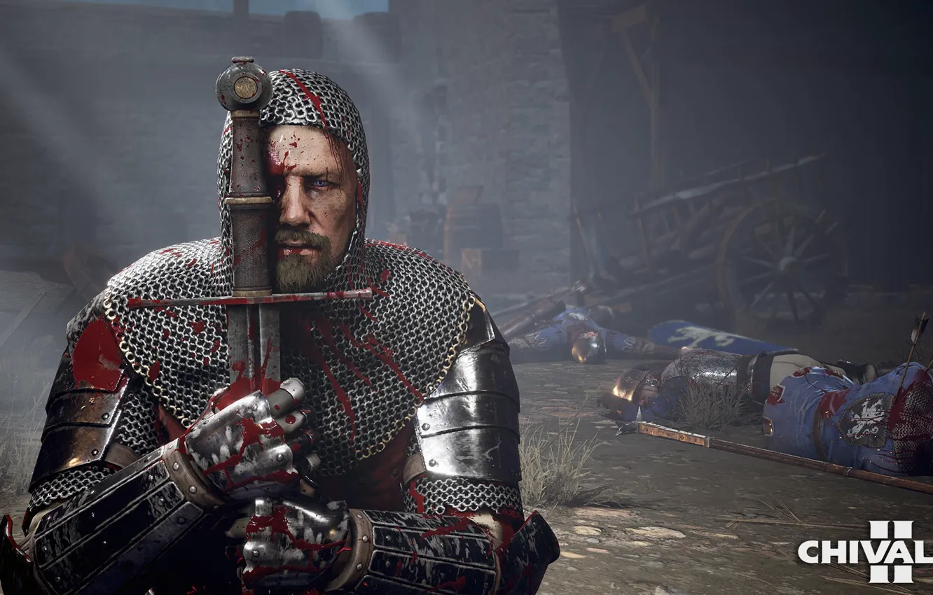 Photo wallpaper blood, people, sword, soldiers, knight, arrows, corpses, mail