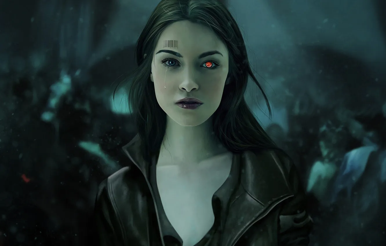 Photo wallpaper girl, fantasy, jacket, cyborg