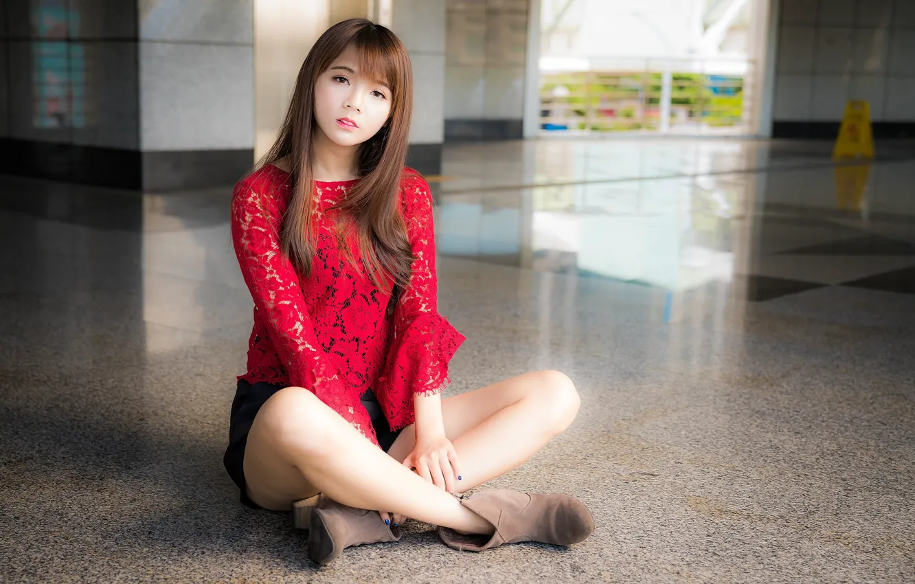 Photo wallpaper girl, pose, legs, Asian, cutie