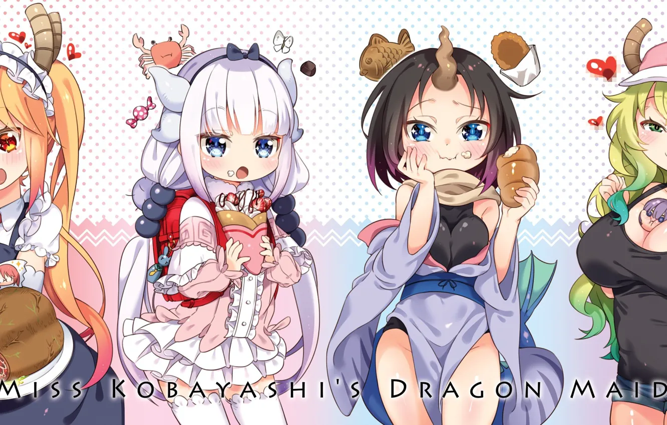 Photo wallpaper kawaii, girl, anime, chibi, dragon, cute, japanese, oppai