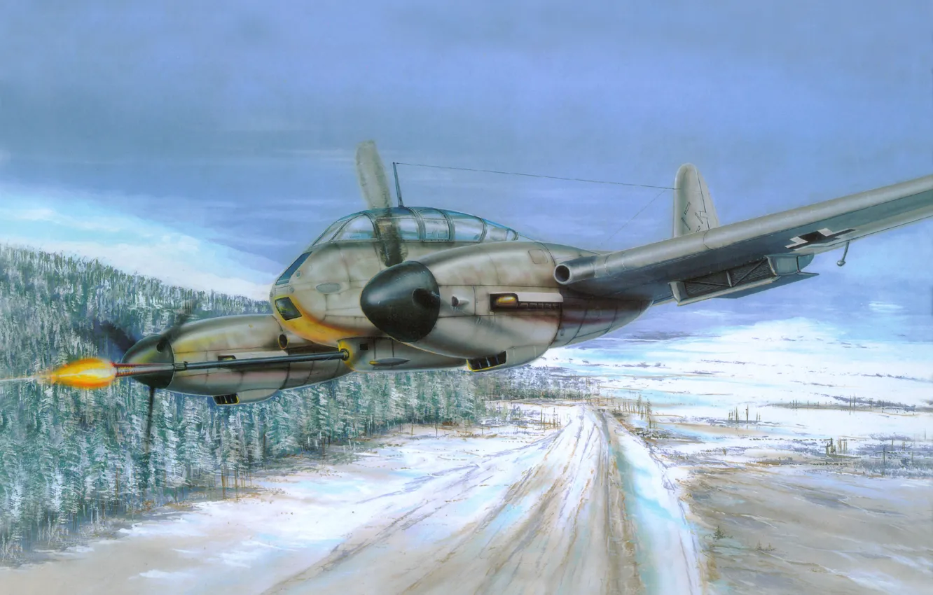 Photo wallpaper Germany, art, Air force, Luftwaffe, Messerschmitt, German heavy fighter, Me 210 A-2