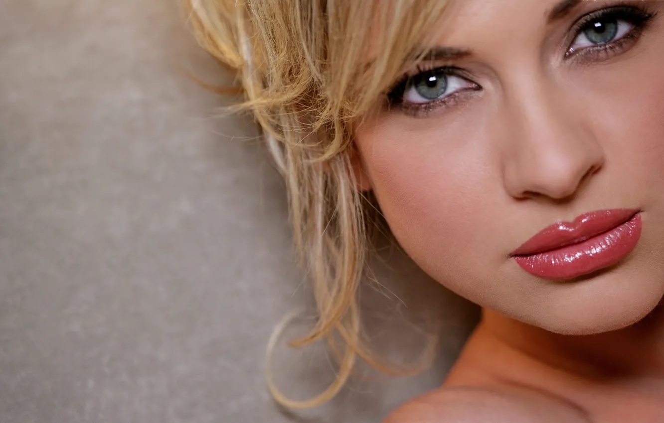 Photo wallpaper look, face, model, blonde, curls