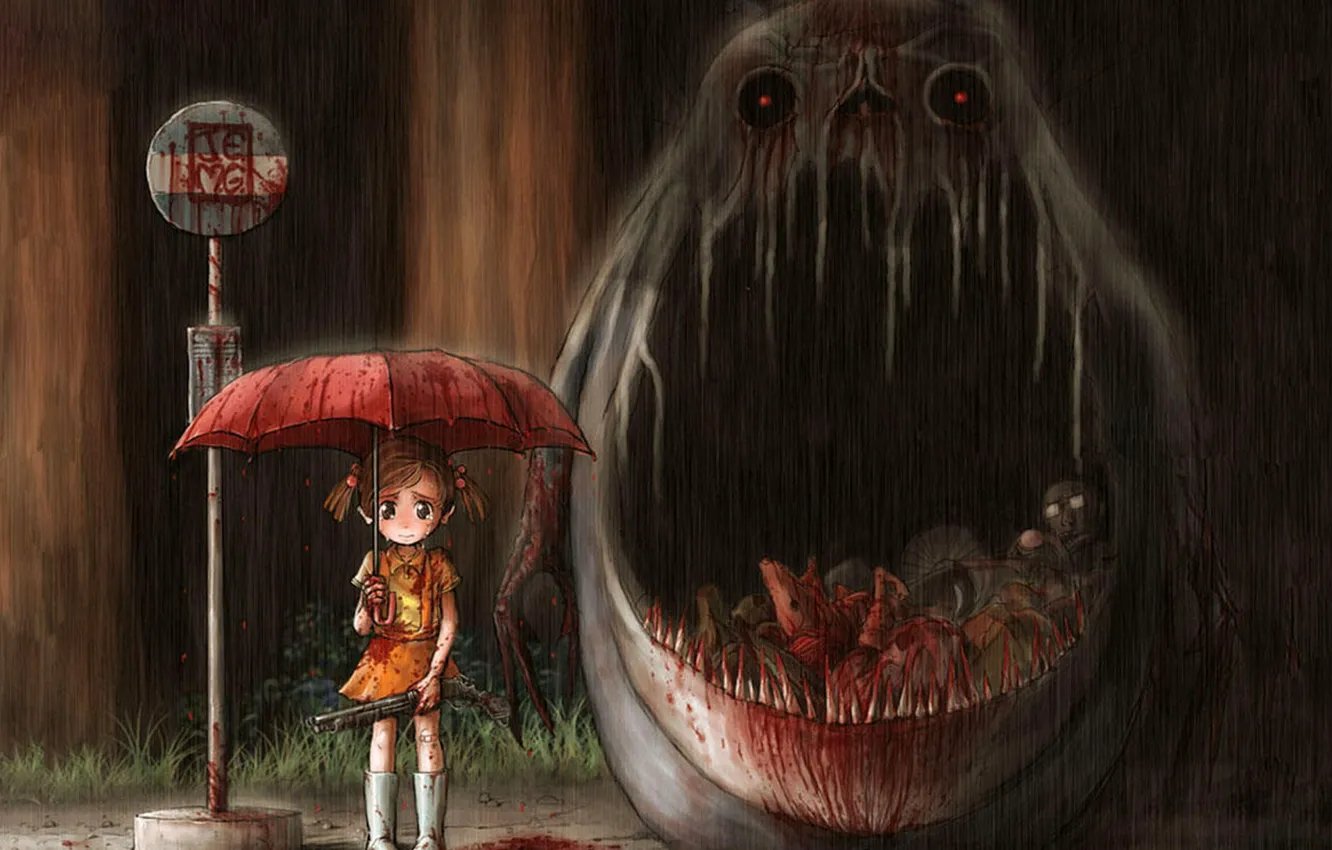 Photo wallpaper meat, my neighbor Totoro, horror, blood, tonari no totoro